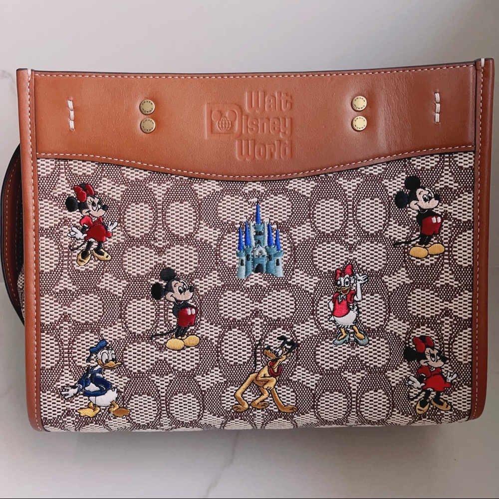 NWT Coach Disney Rogue 25 In Signature Textile Jacquard Mickey Mouse And Friends